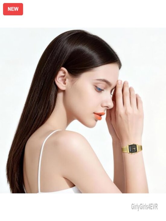 Luxury Gold Stainless Steel Analog Digital Watch Stylish Casual Dual Time for main image 4